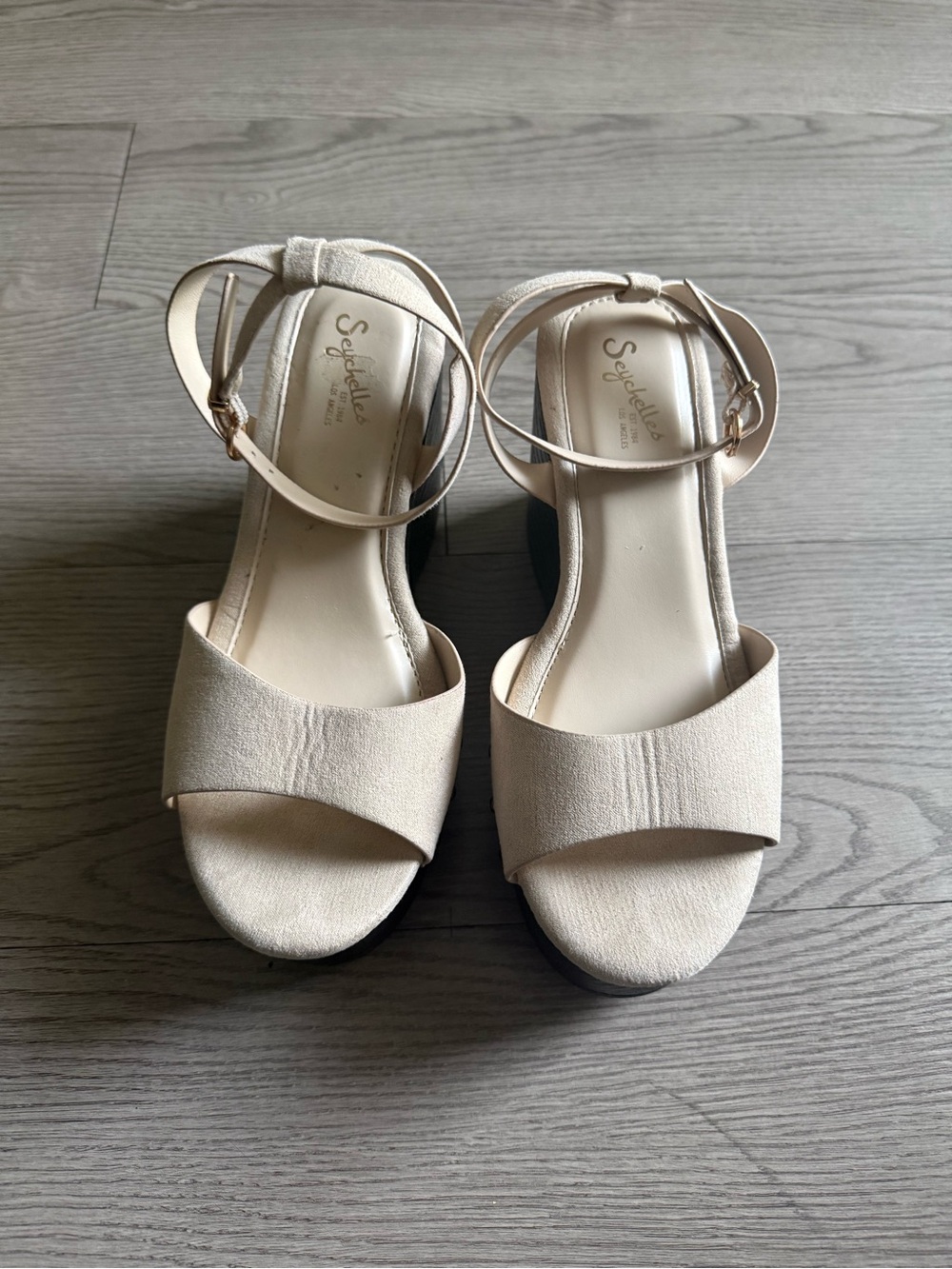 Seychelles Neutral Cream Open-Toe Ankle-Strap Platforms